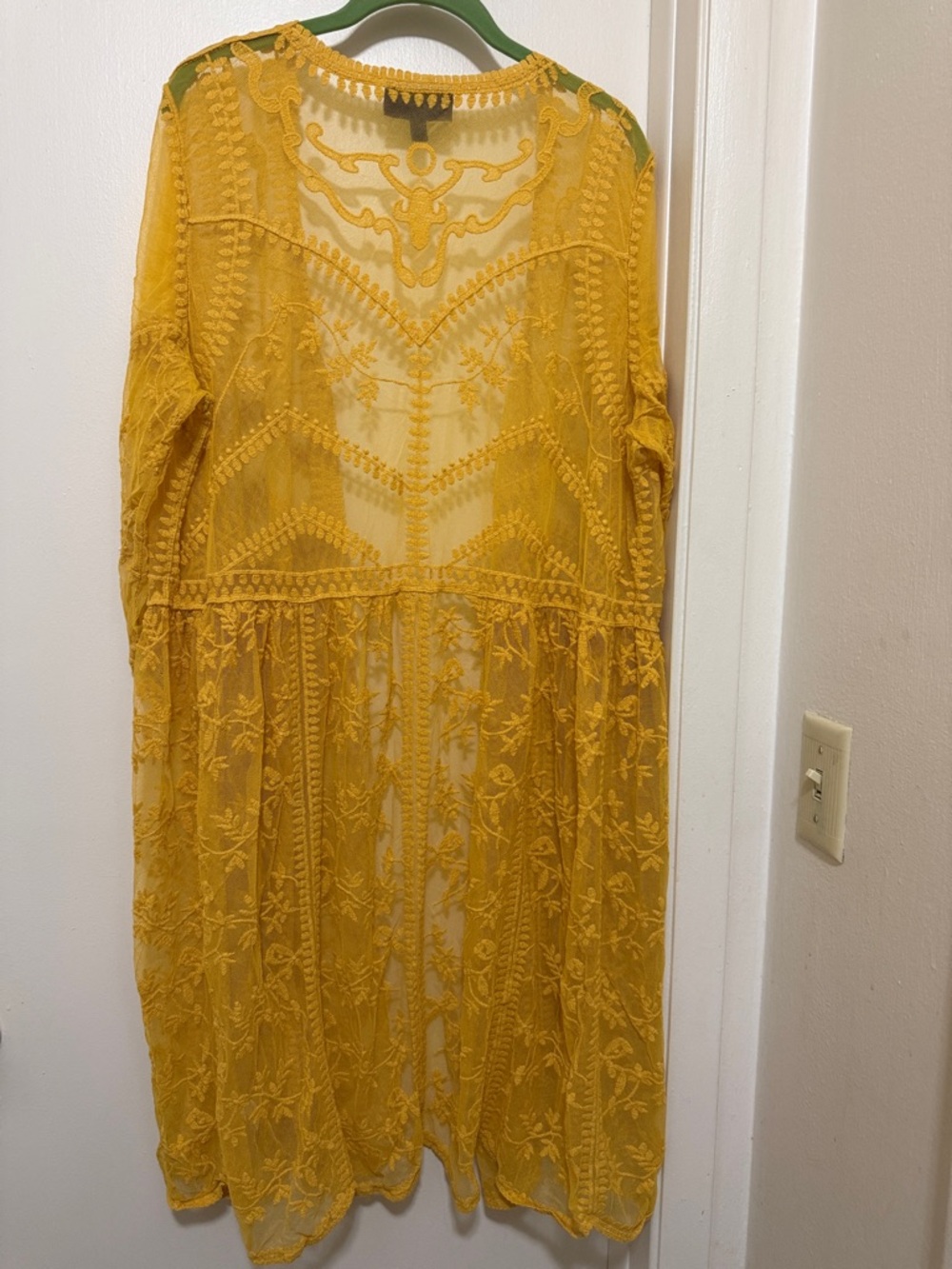 Lane Bryant Sunflower Yellow Embroidered Long Sleeve Duster - Picture 6 of 6